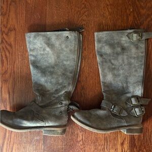 Nine West Gray Combat & Moto Boots